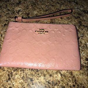 Coach pink glittery wristlet